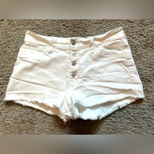ABERCROMBIE & FITCH MID RISE BUTTON FLY WHITE CUT OFF SHORTS SIZE 8 / 29